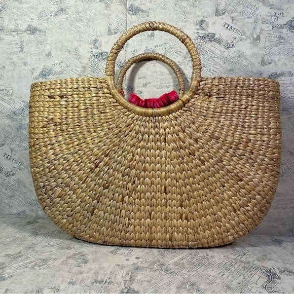 JadeTribe Beach Basket Large Tassel Multi/Pink - Picture 3 of 12